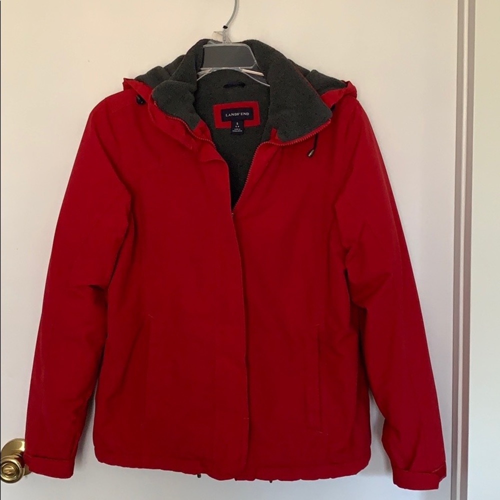 Lands’ End red coat